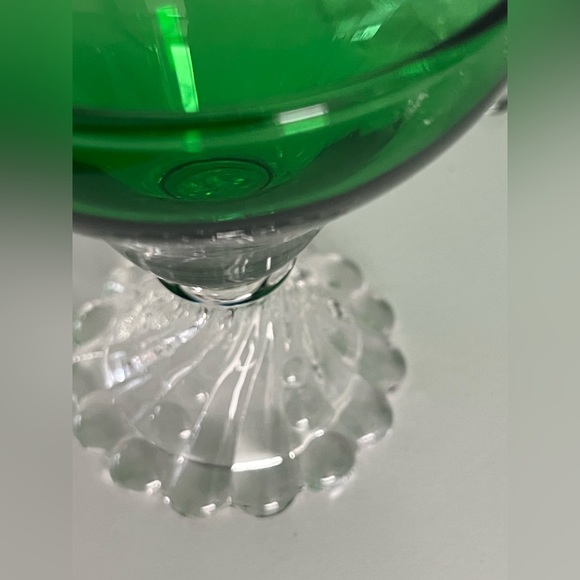Vintage Anchor Hocking Green Burple Boopie Clear Foot Champagne Sherbet Glass se - Picture 2 of 10